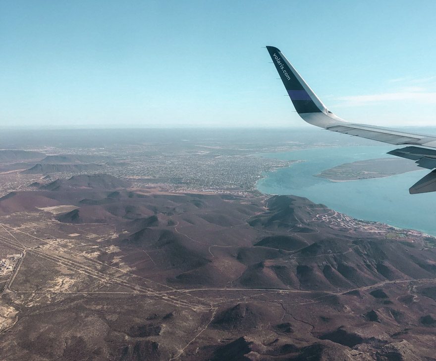 La Paz, en Basse-Californie du Sud au Mexique vu d'un avion.